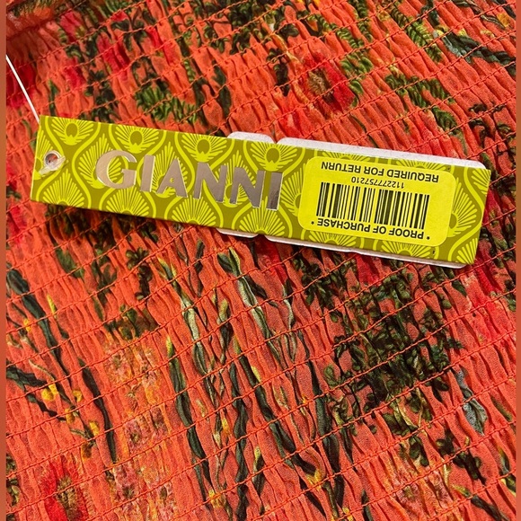 Gianni Bini Smocked Wov Stacy Print Floral Tank Top In Peach Floral Size Xl NWT - Picture 4 of 7